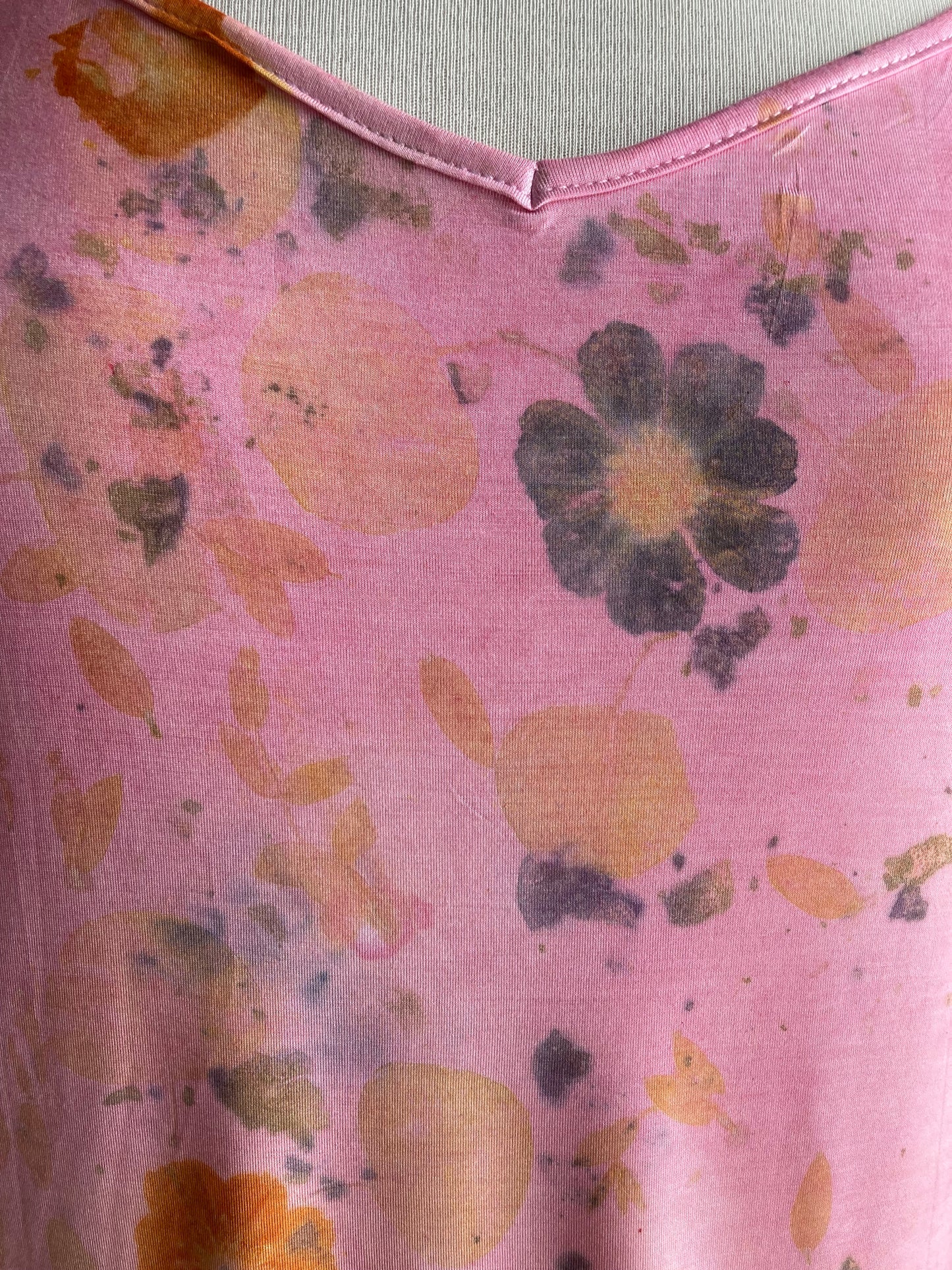Eco printed and naturally dyed bamboo slip dress