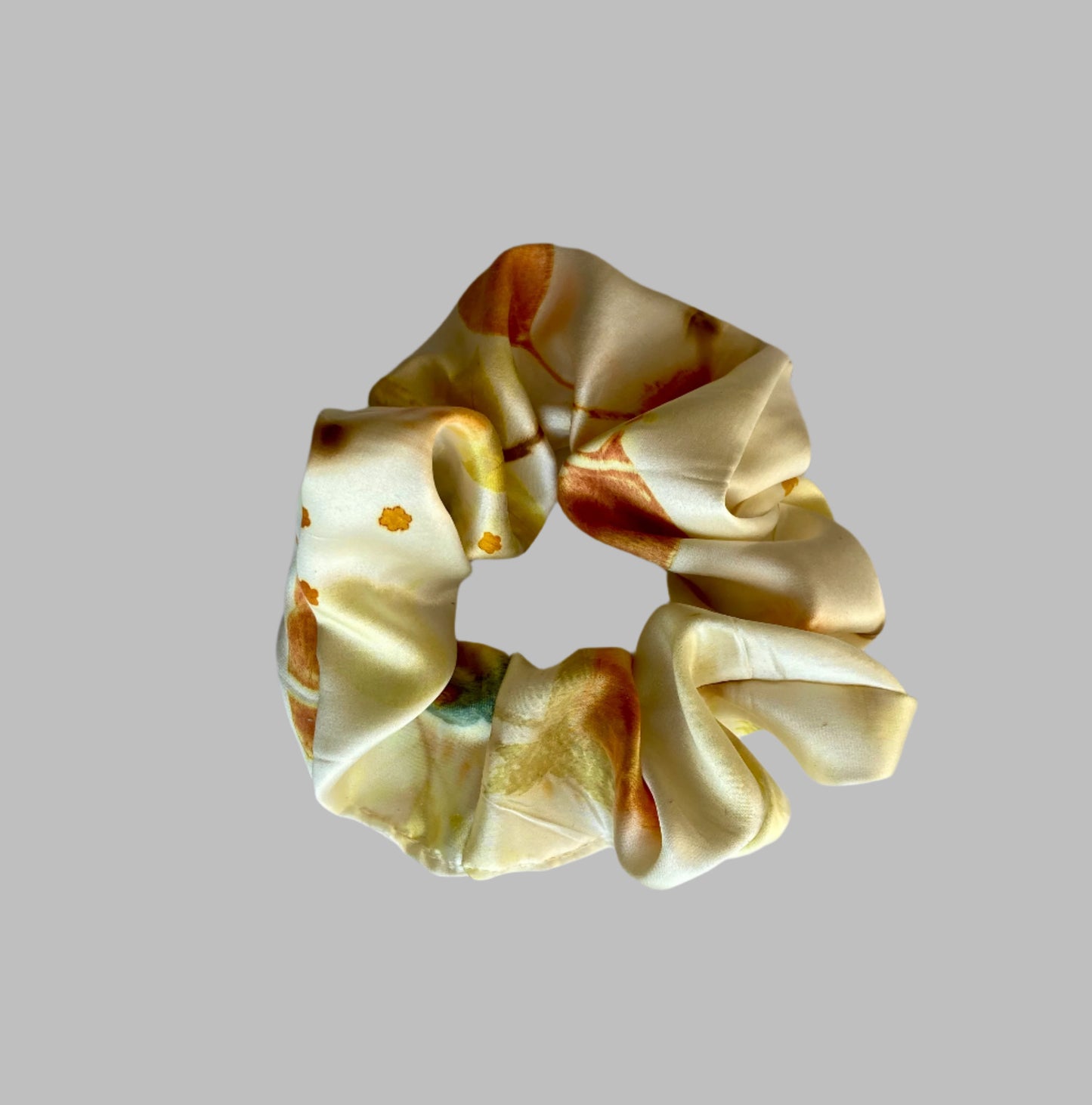 Eco printed silk scrunchie