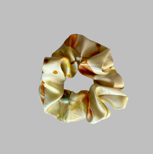 Eco printed silk scrunchie